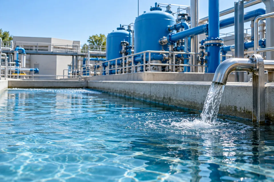Illustrative drinking-water plant outlet and sampling pipe